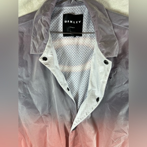 Oakley Medium Y2K INSANE Gradient Pink and Gray Men's Jacket Back Logo EUC - Picture 9 of 15